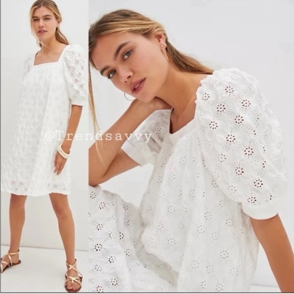 Anthropologie Maeve Eyelet Mini Dress Size XS - Picture 3 of 7